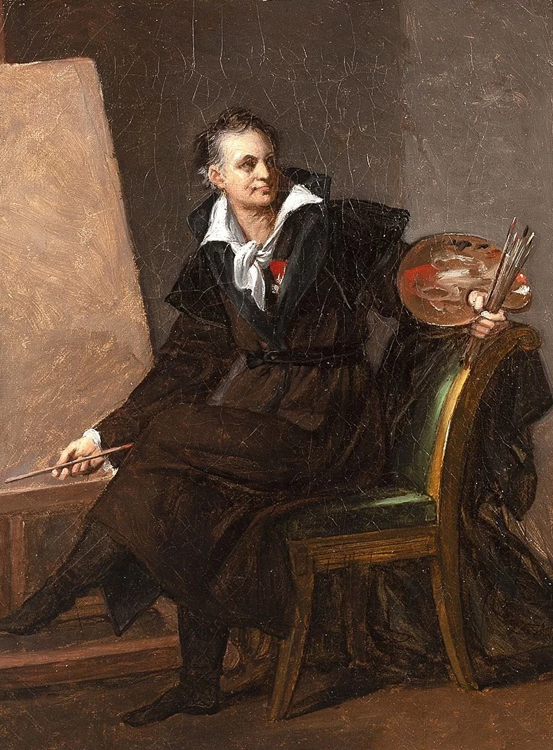 Presunto autoritratto di Robert Lefèvre con cavalletto, con tavolozza e pennelli - Galerie Imperial Art Aguttes